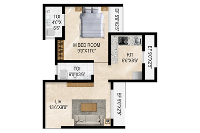 1 BHK Floor Plan